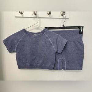 OQQ SET - Compression Short Sleeve Top & Biker Short Set